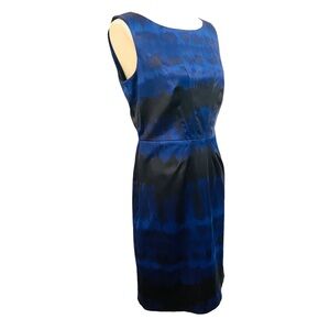 Adriana Papell Blue and Black Satin Cocktail Dress Sleeveless Womens Sz 8  NWT